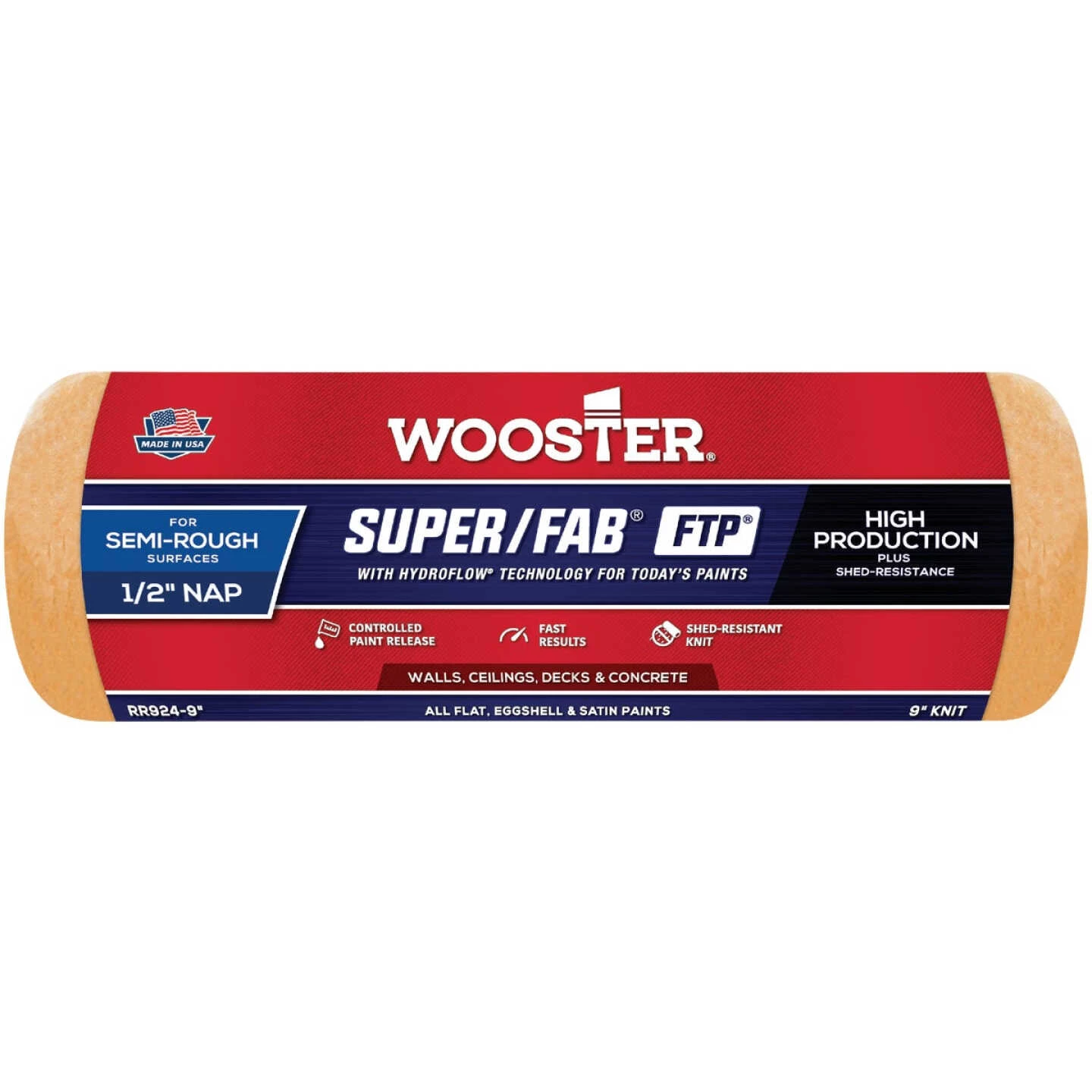 Wooster Super/Fab FTP 9 In. X 1/2 In. Knit Fabric Roller Cover 3 Wooster Super/Fab FTP 9 In. X 1/2 In. Knit Fabric Roller Cover