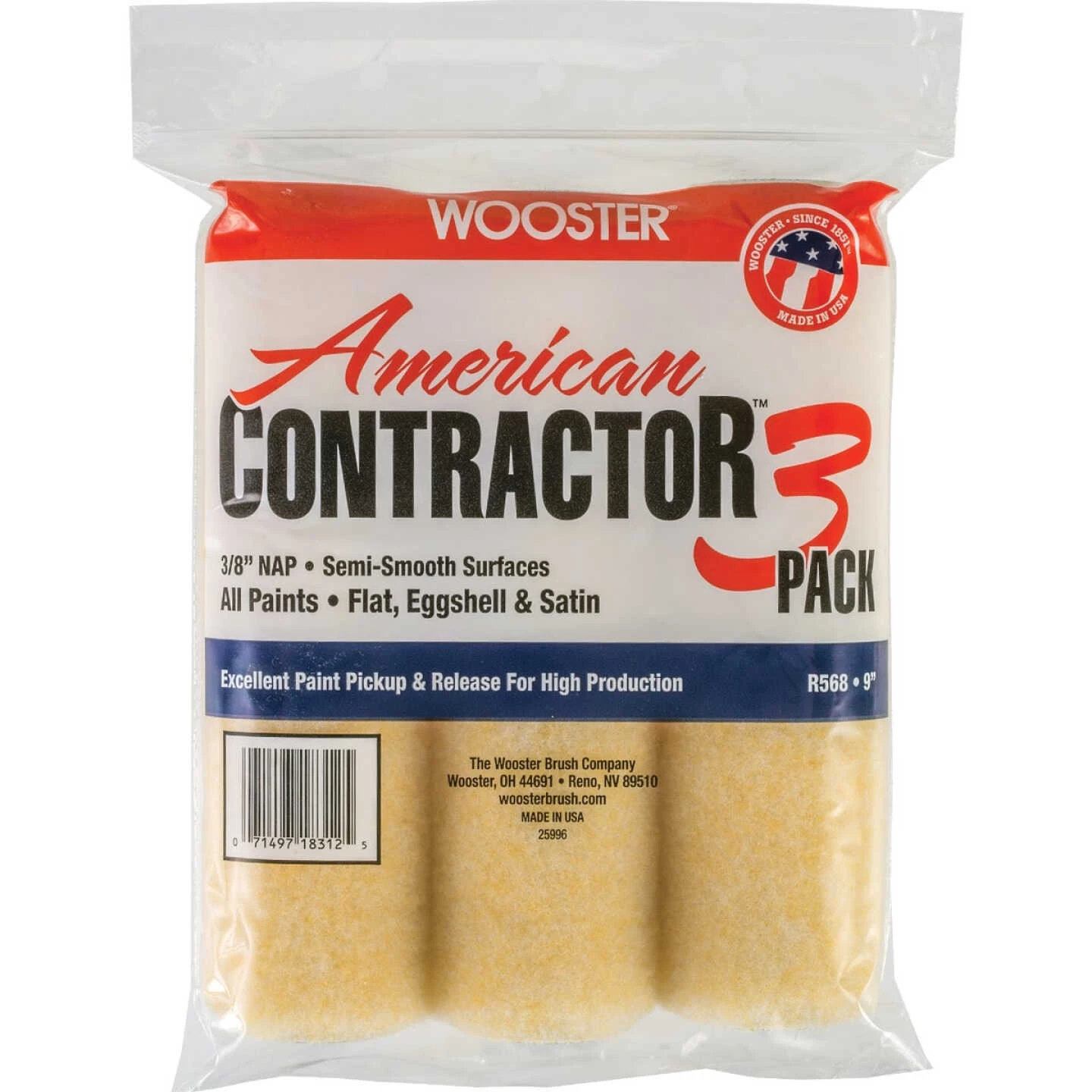 Wooster American Contractor 9 In. X 3/8 In. Knit Fabric Roller Cover (3-Pack) 3 Wooster American Contractor 9 In. X 3/8 In. Knit Fabric Roller Cover (3-Pack)