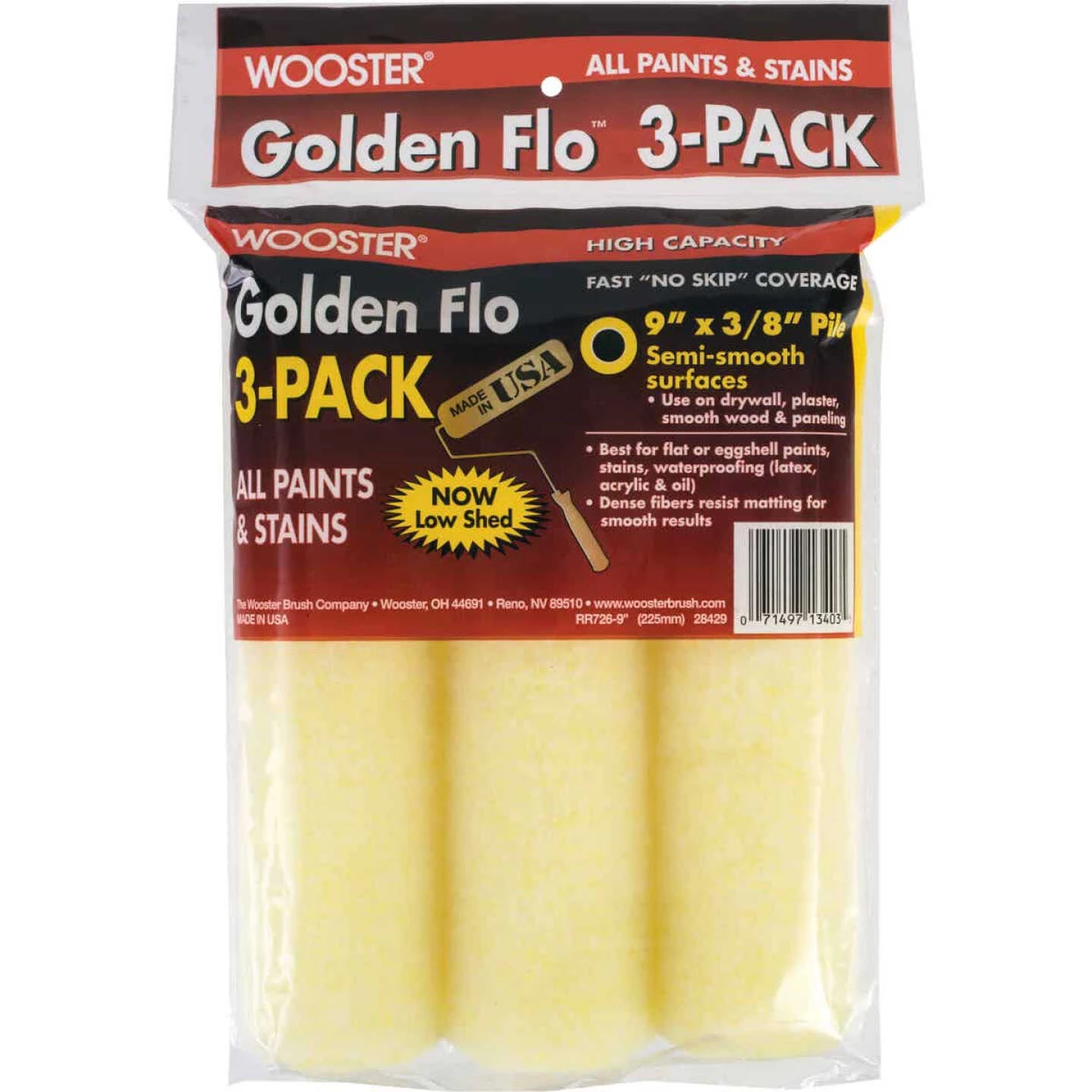 Wooster Golden Flo 9 In. X 3/8 In. Knit Fabric Roller Cover (3-Pack) 3 Wooster Golden Flo 9 In. X 3/8 In. Knit Fabric Roller Cover (3-Pack)