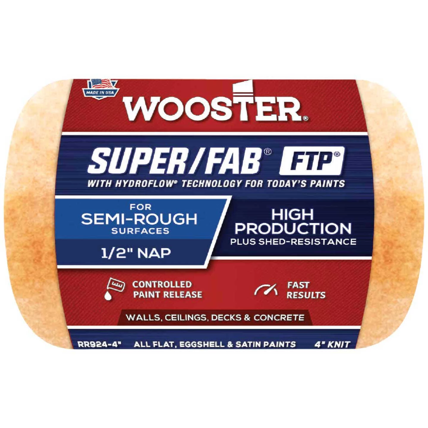 Wooster Super/Fab FTP 4 In. X 1/2 In. Knit Fabric Roller Cover 3 Wooster Super/Fab FTP 4 In. X 1/2 In. Knit Fabric Roller Cover