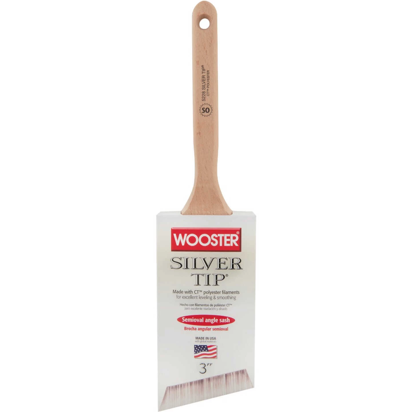 Wooster Silver Tip 3 In. Semi-Oval Angle Sash Brush 3 Wooster Silver Tip 3 In. Semi-Oval Angle Sash Brush